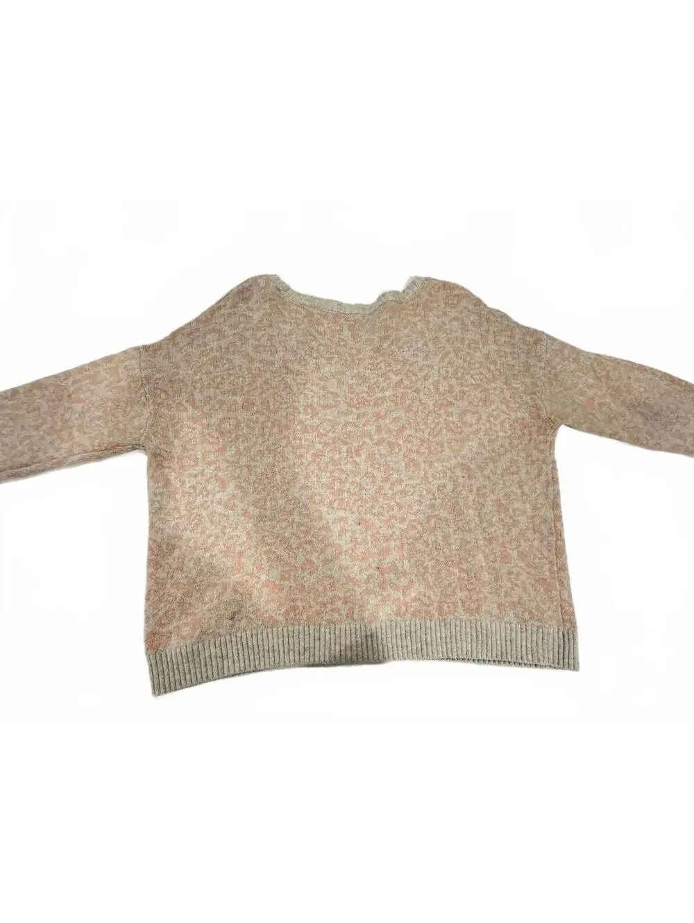 Free People Alpaca Blend Animal Print Boat Neck Sweater Peach Beige Small